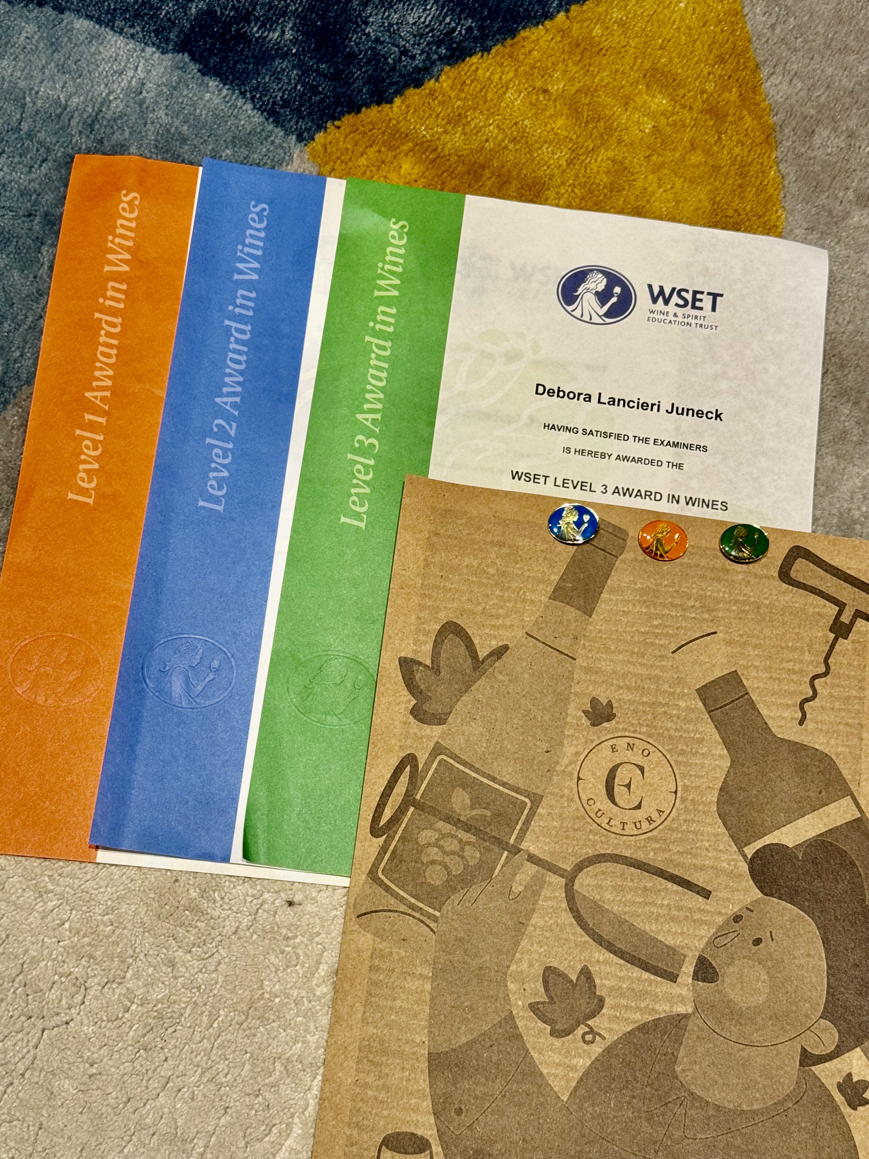 WSET certificates - Level 1, Level 2, and Level 3 Award in Wines